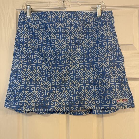 RipSkirt Hawaii Sz MED Blue 16” Floral Wave Print Beach Vacation Pool Active EUC - Picture 1 of 9